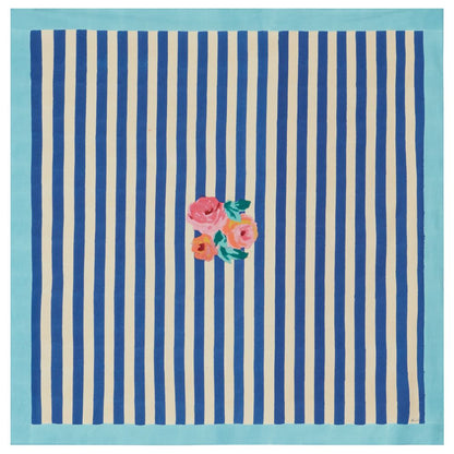Lisa Corti Nizam Stripes Blue Natural tovaglia quadrata 180x180cm