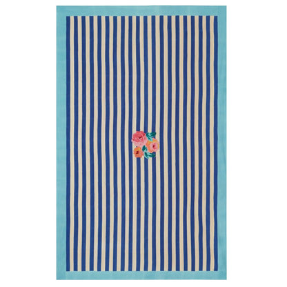 Lisa Corti Nizam Stripes Blue Tovaglia in cotone naturale 180x270cm