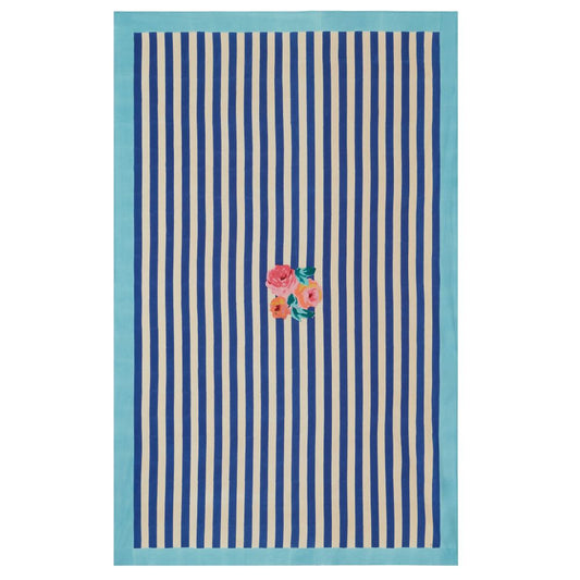 Lisa Corti Nizam Stripes Blue Tovaglia in cotone naturale 180x270cm