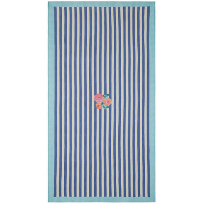 Lisa Corti Nizam Stripes Blue Natural tovaglia da pranzo 180x350cm in mussola
