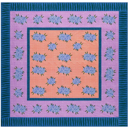 Tovaglia in cotone Lisa Corti Oleander Lilac Peach 220x220cm quadrata