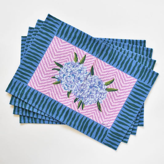 Tovagliette in tela di cotone Lisa Corti Oleander Lilac 35x48cm - set da 4