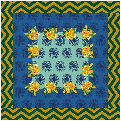 Lisa Corti Planet Blue Celadon tovaglia quadrata 180x180cm