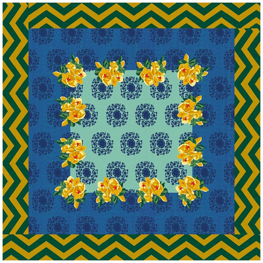 Lisa Corti Planet Blue Celadon tovaglia quadrata 180x180cm