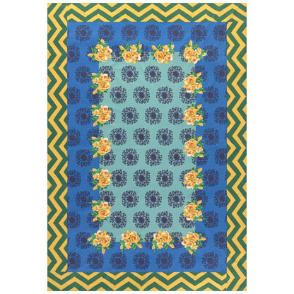 Tovaglia in cotone Lisa Corti Planet Blue Celadon 180x270cm