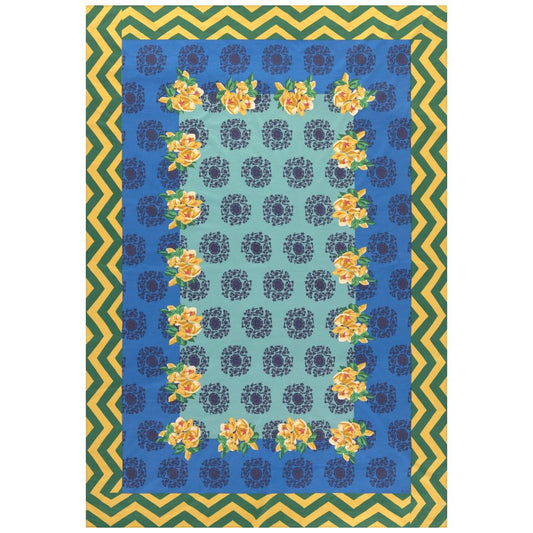 Tovaglia in cotone Lisa Corti Planet Blue Celadon 180x270cm