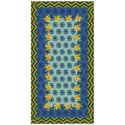 Lisa Corti Planet Blue Celadon tovaglia da pranzo 180x350cm in cotone
