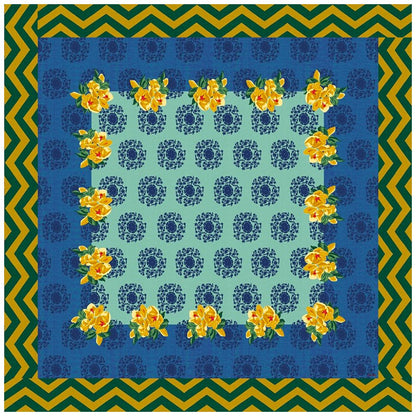 Tovaglia in cotone Lisa Corti Planet Blue Celadon 220x220cm quadrata