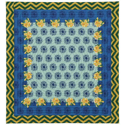 Copriletto matrimoniale Lisa Corti Planet Blue Celadon, 250x270 cm