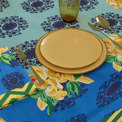 Tovaglia rettangolare Lisa Corti Planet Blue Celadon 140x240cm