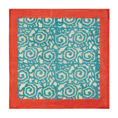 Tovaglioli in cotone stampati a blocchi Lisa Corti Spiral Peacock - set da 2