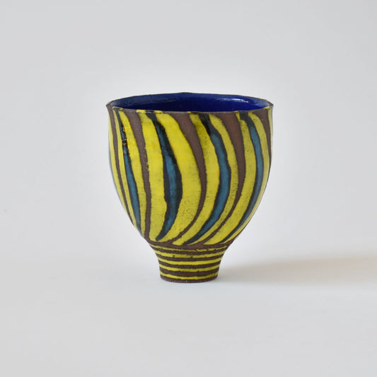 Vaso piccolo Marino Moretti Giallo e Blu su Argilla Granulata