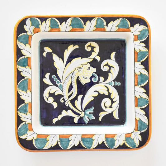 Piatto da parete quadrato Talismano Blu