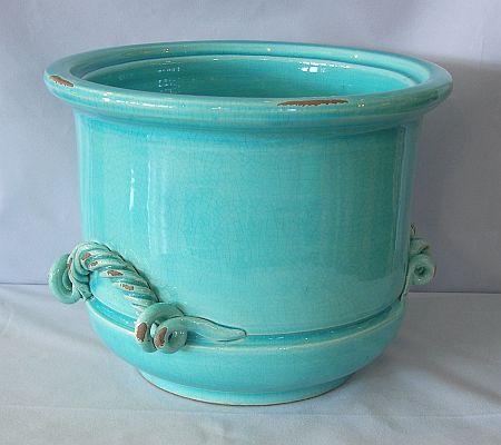 Vaso piccolo con manico ritorto turchese