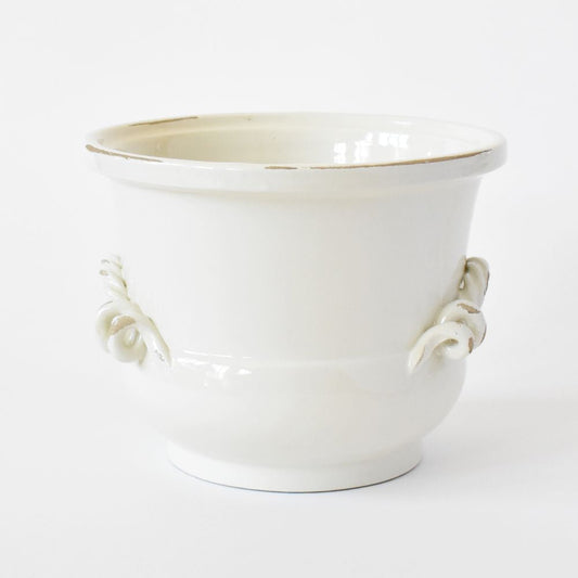 Vaso piccolo con manico ritorto bianco